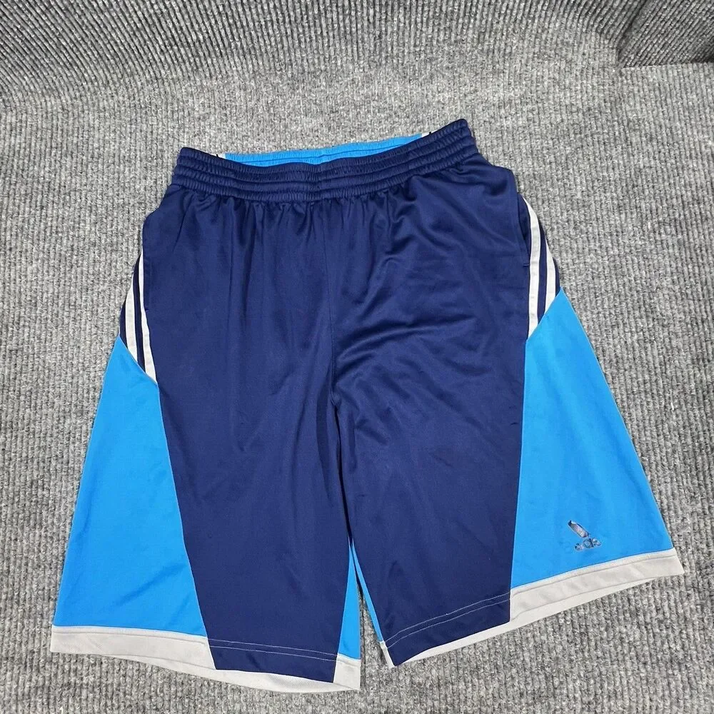 Adidas Shorts Men Large Blue Climalite Athletic Basketball Gym‎ Drawstring